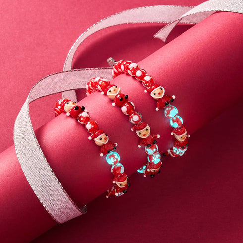 Red Santa | Silver | Firefly Glass Polka Dot Bracelet